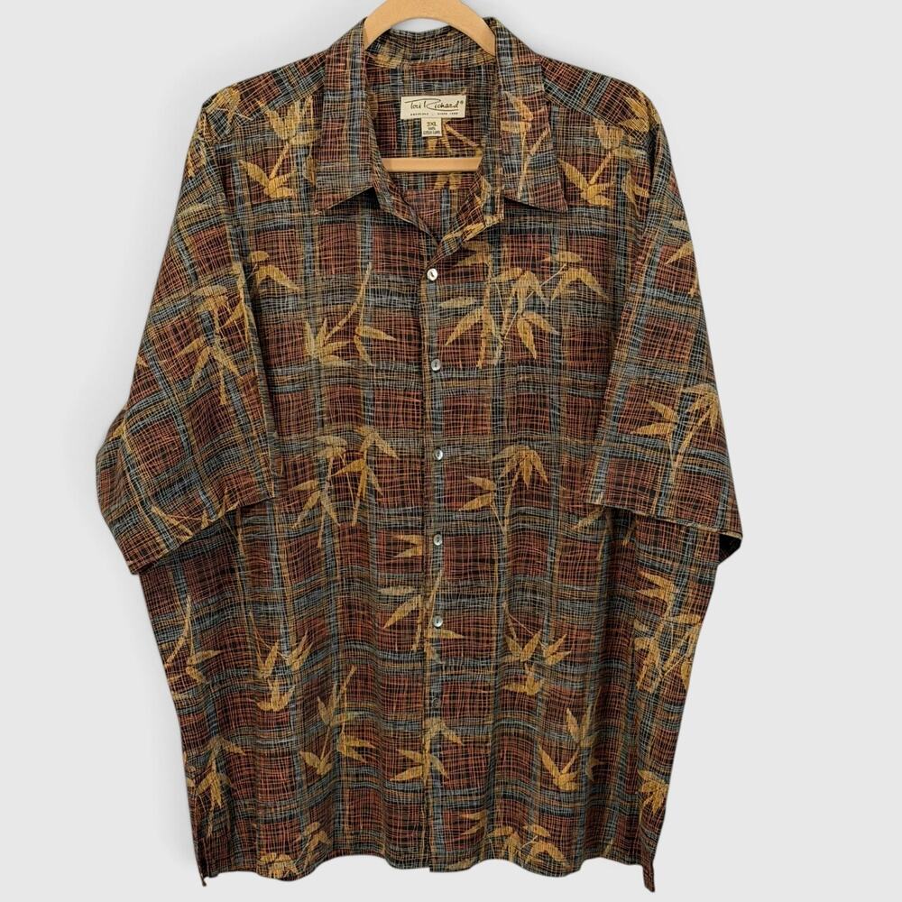 Tori Richard Vintage Hawaiian Shirt Bamboo Plaid Cotton Lawn Aloha Resort 3XL